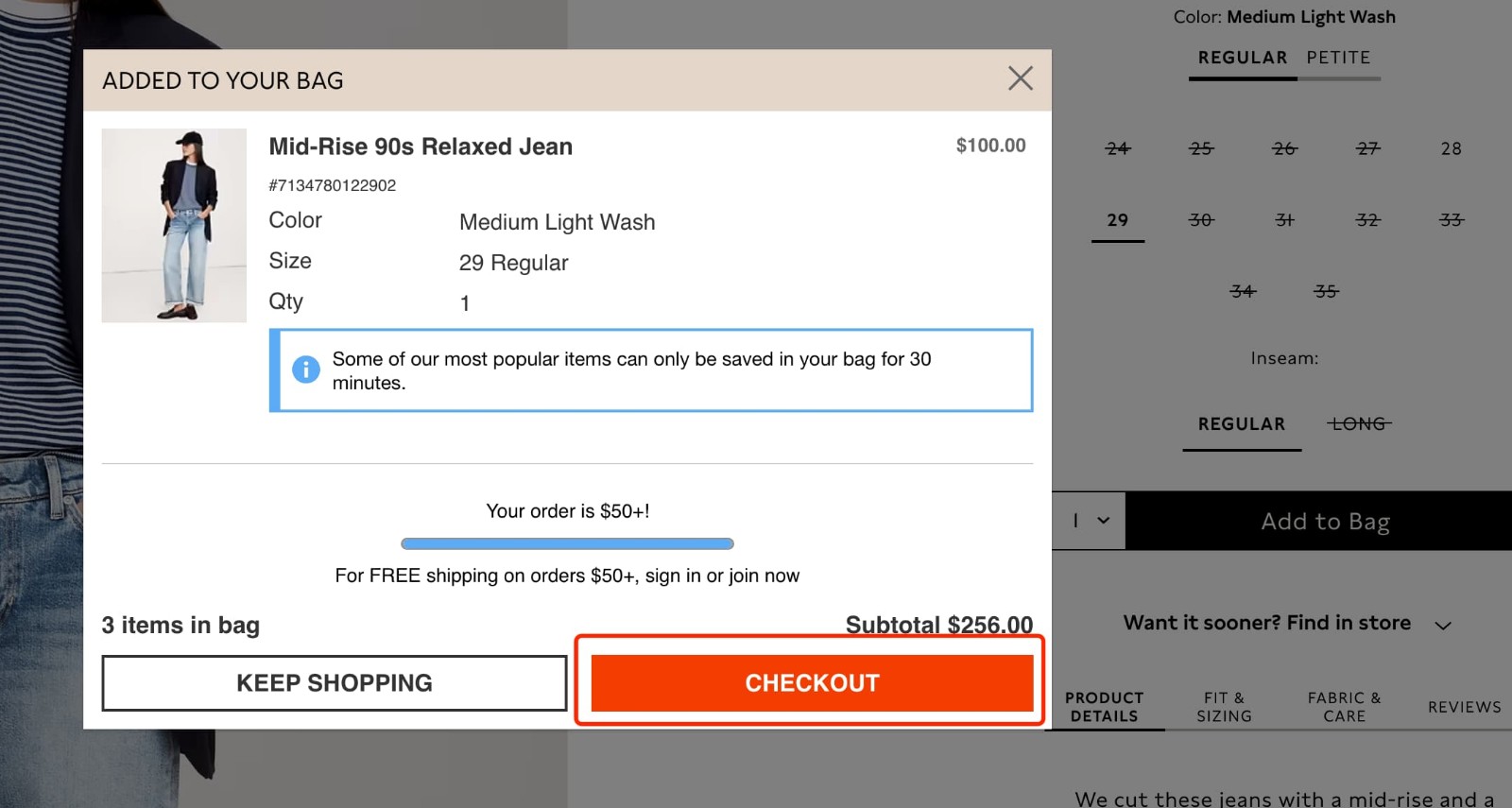 how to apply Banana Republic Promo Code - step 1