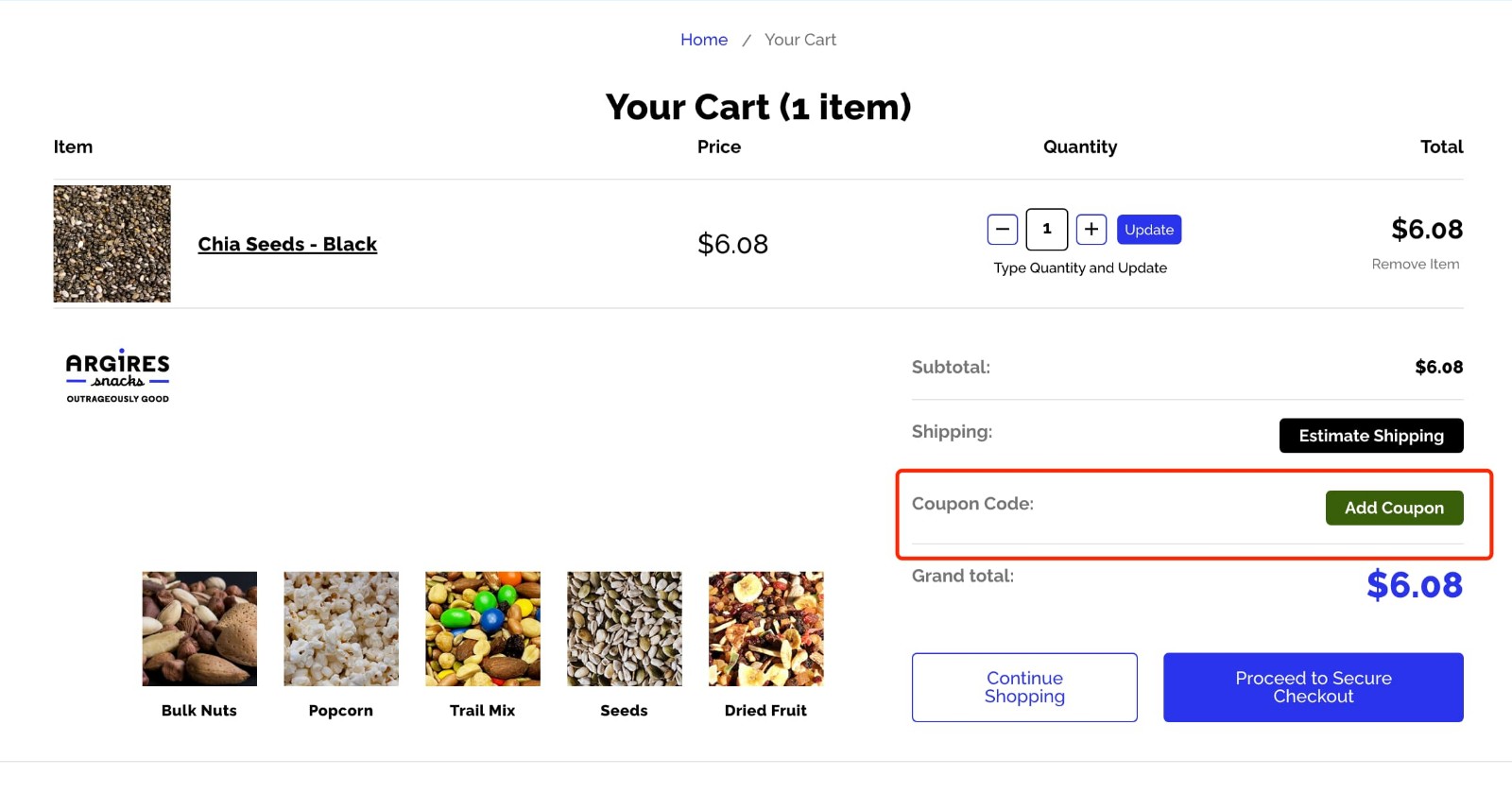 how to apply anuts Coupon - step 1