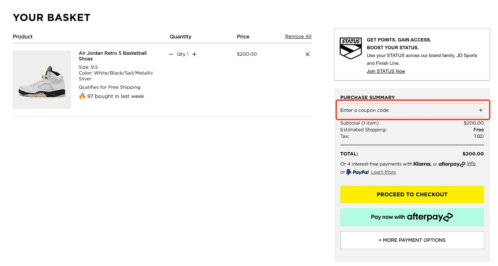 how to apply JD Sports Coupon - step 1
