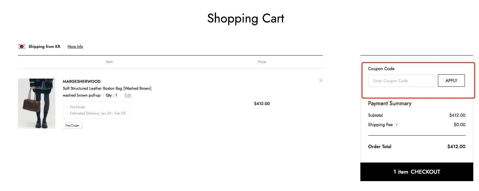 how to apply W Concept Coupon - step 1