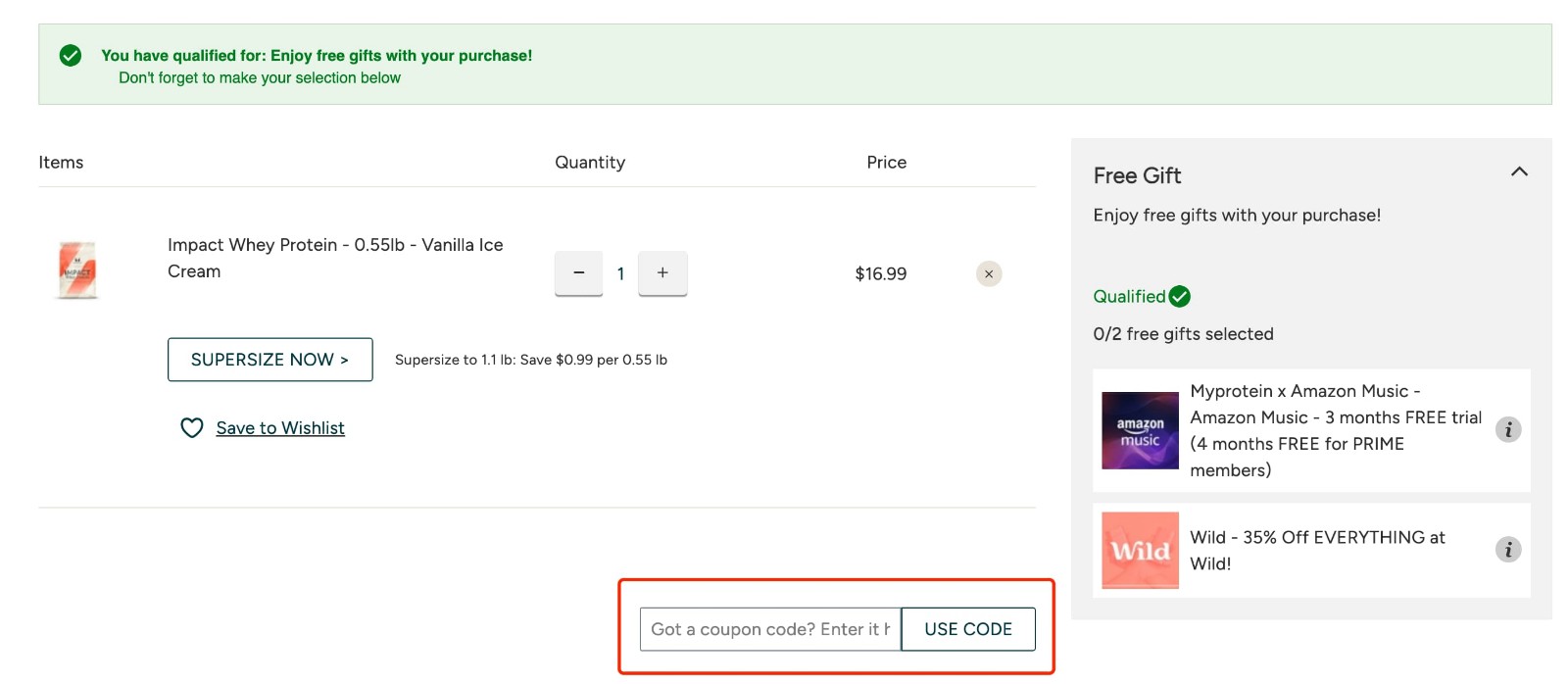 how to apply Myprotein Discount Code - step 1