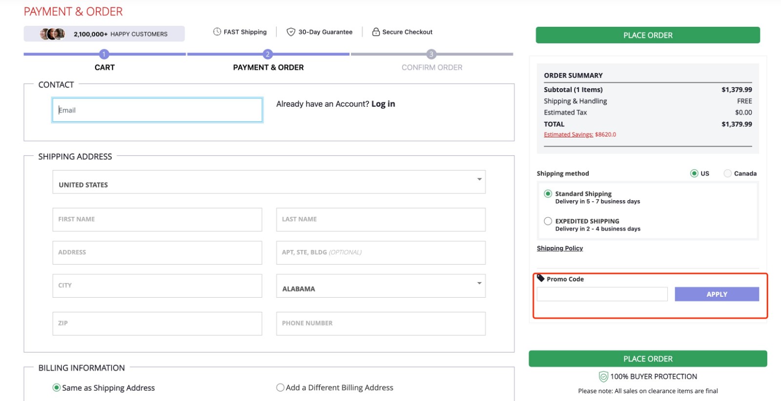 how to apply Shop LC Coupon - step 1