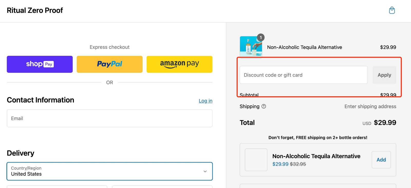how to apply Ritual Zero Proof Coupon Code - step 1