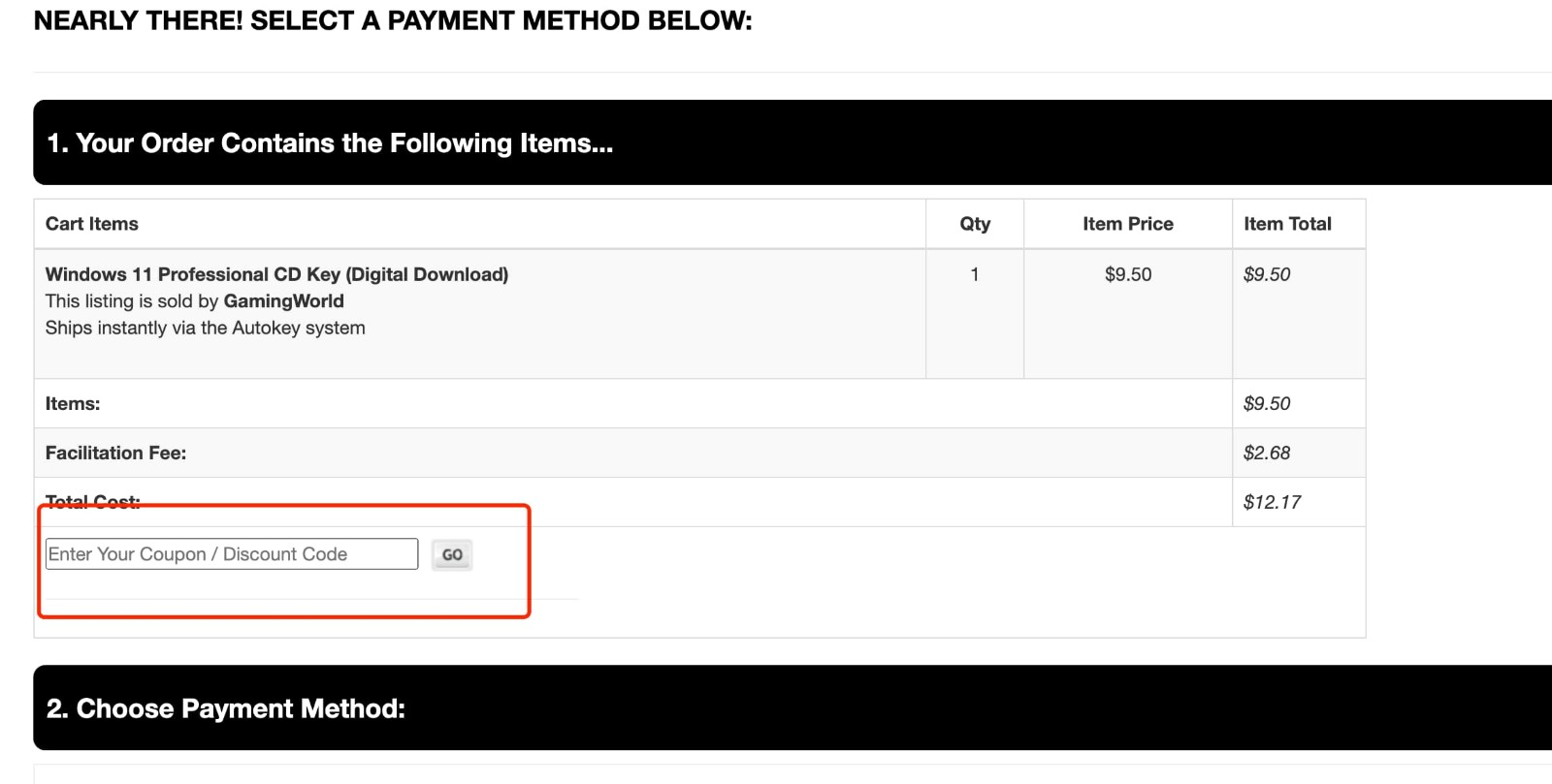 how to apply CJS CDKeys Coupon - step 1