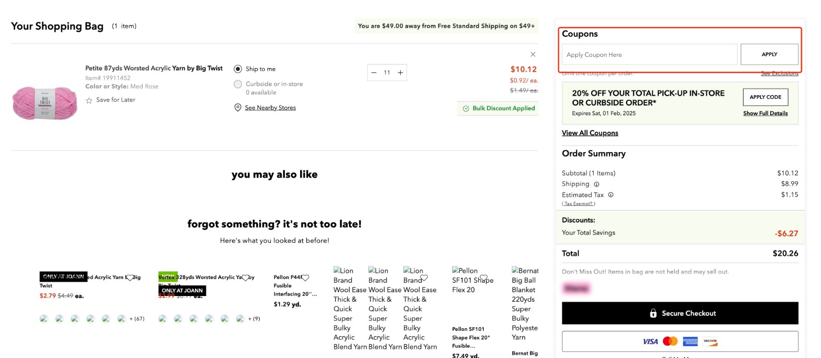 how to apply JOANN Coupon - step 1
