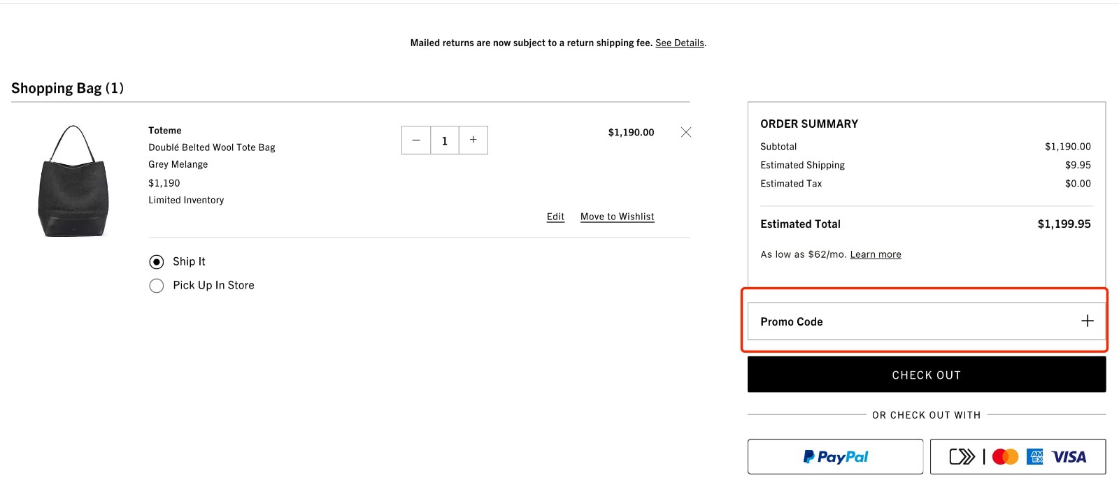 how to apply Saks Fifth Avenue Promo Code - step 1
