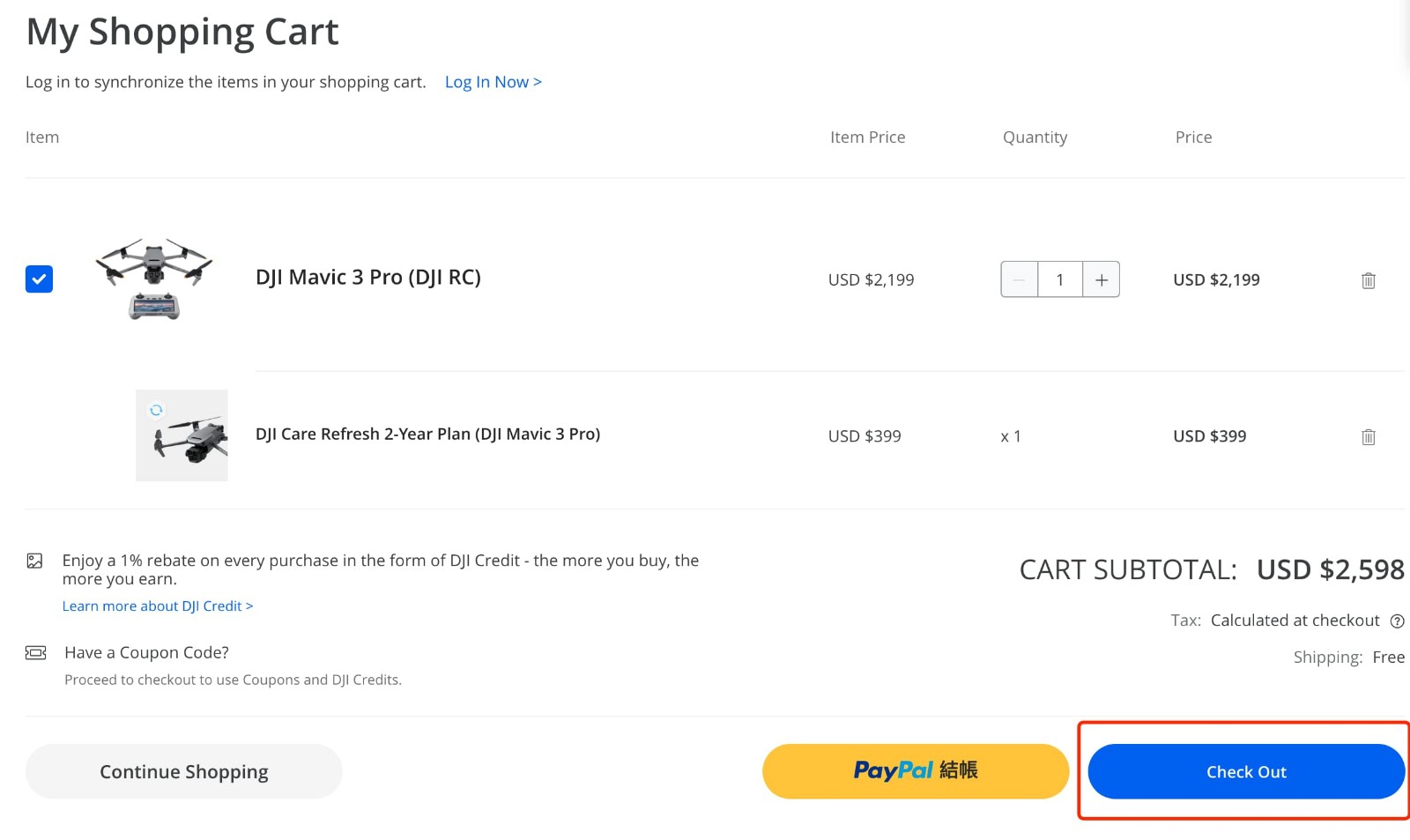how to apply DJI Coupon Code - step 1