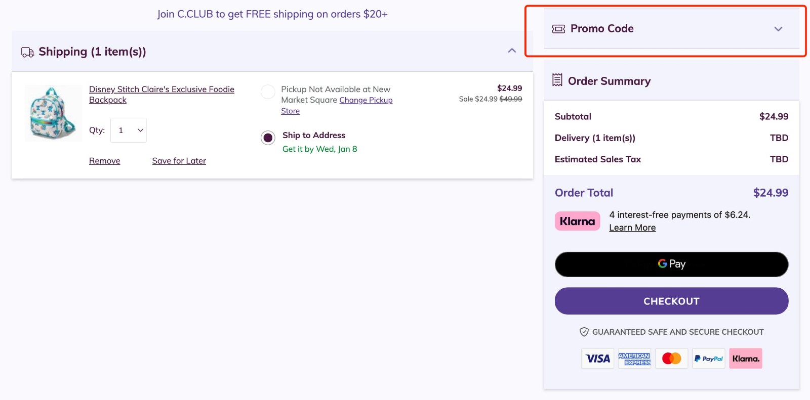 how to apply Claire's Coupon - step 1