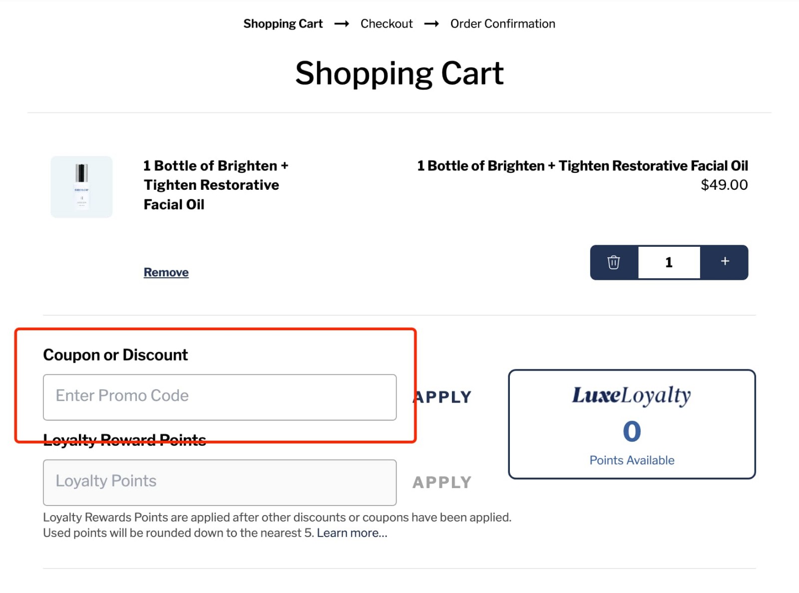 how to apply Beverly Hills MD Coupon Code - step 1