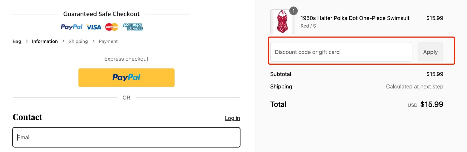 how to apply Retro Stage Discount Code - step 1