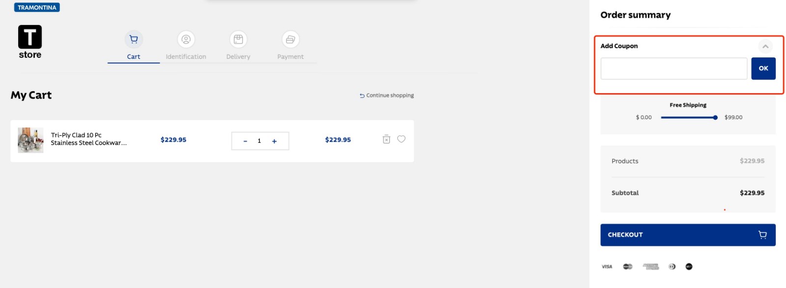 how to apply Tramontina Coupon Code - step 1