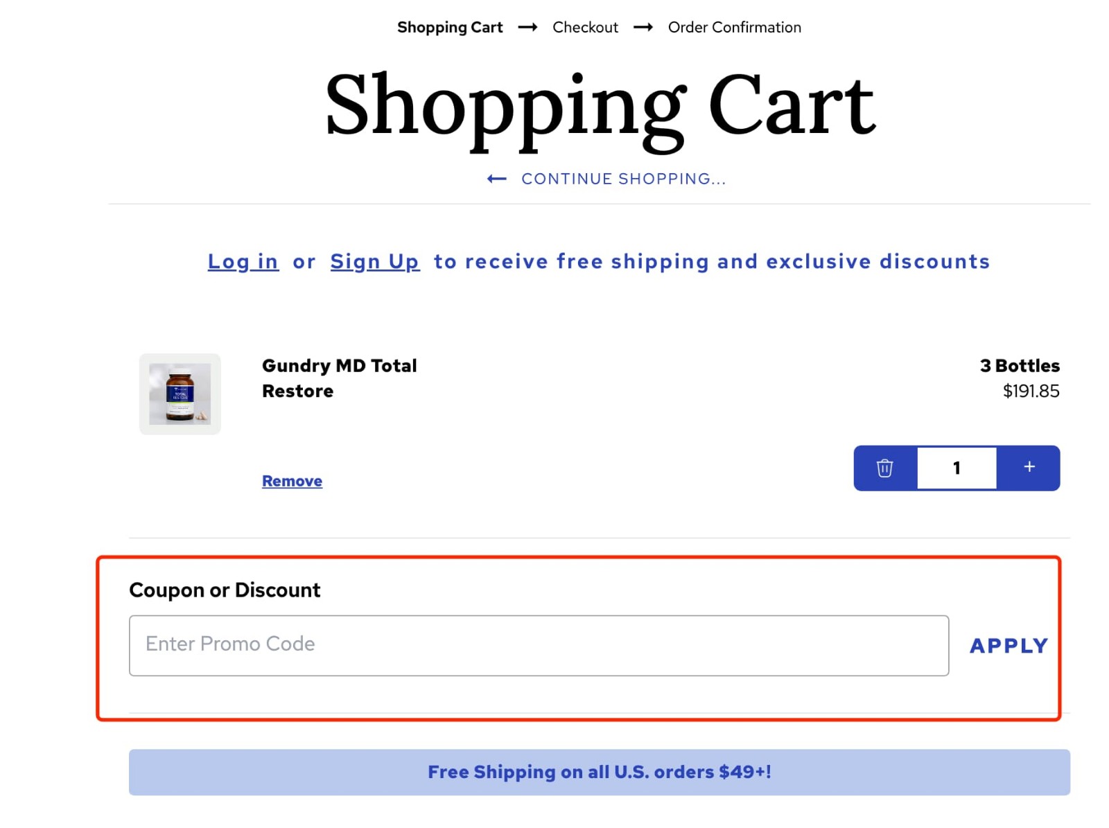 how to apply Gundry MD Coupon Code - step 1