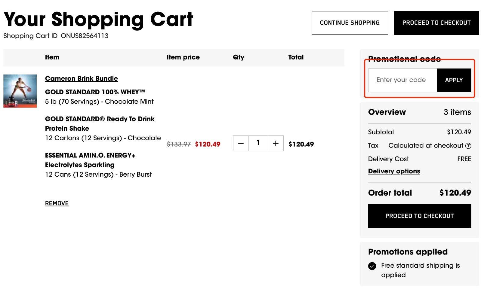 how to apply Optimum Nutrition Coupon - step 1