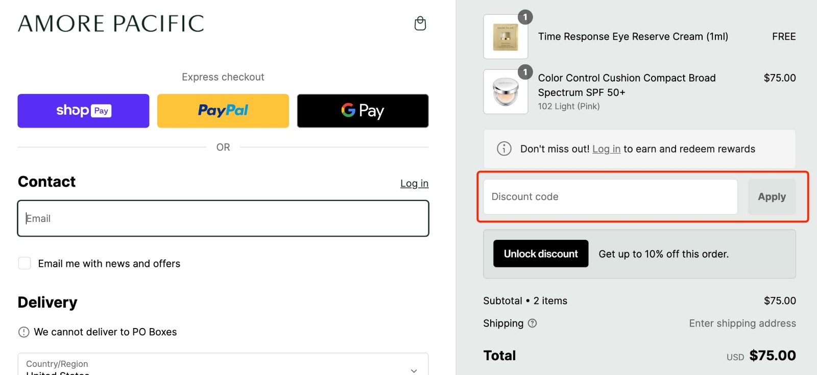 how to apply AmorePacific Coupon - step 1