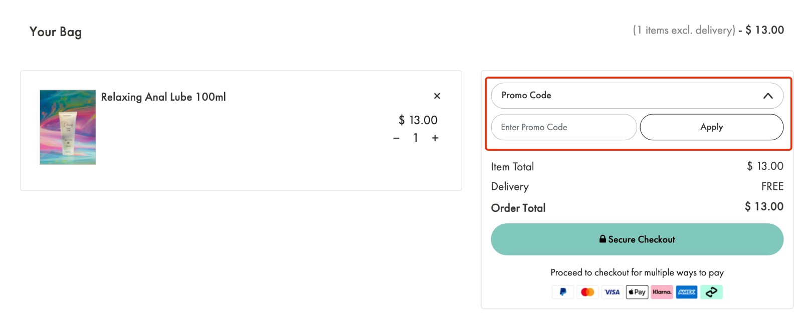 how to apply Ann Summers Discount Code - step 1