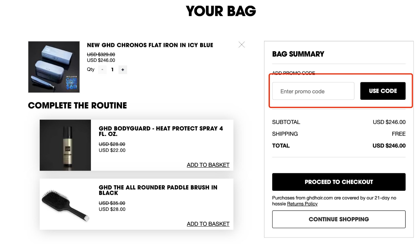 how to apply Ghd Promo Code - step 1