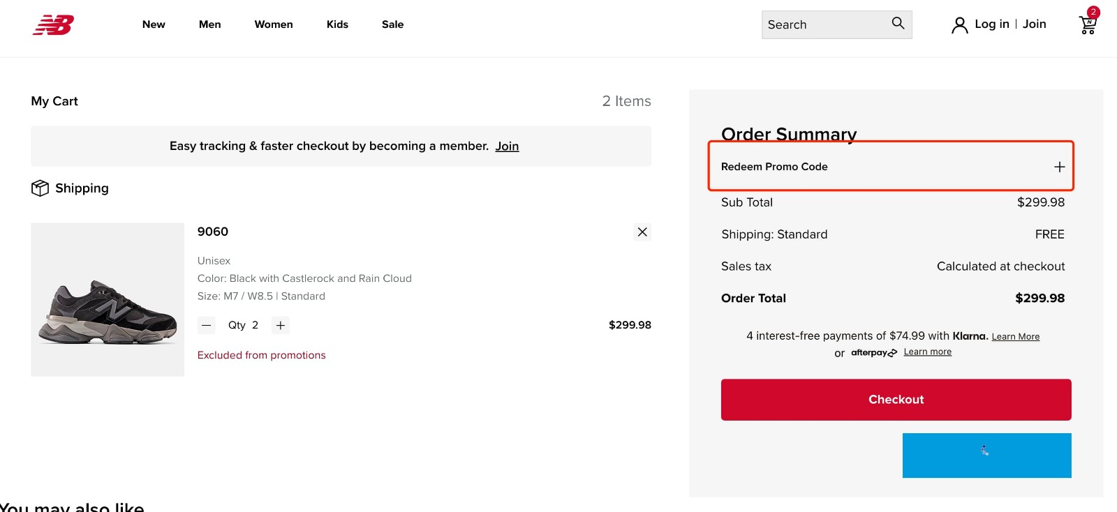 how to apply New Balance Coupon Code - step 1
