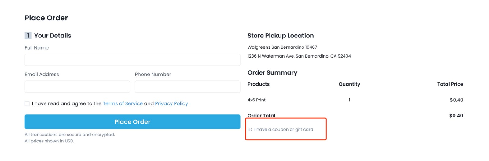how to apply Printicular Coupon - step 1
