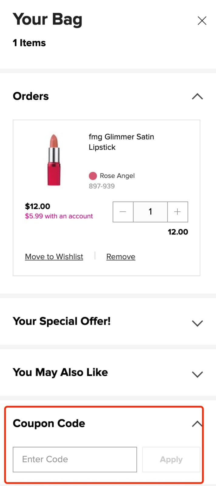 how to apply Avon Coupon Code - step 1