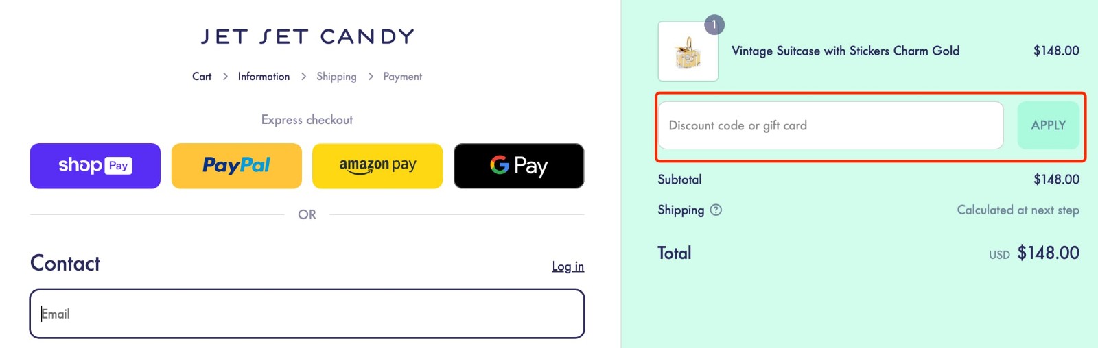 how to apply Jet Set Candy Coupon - step 1