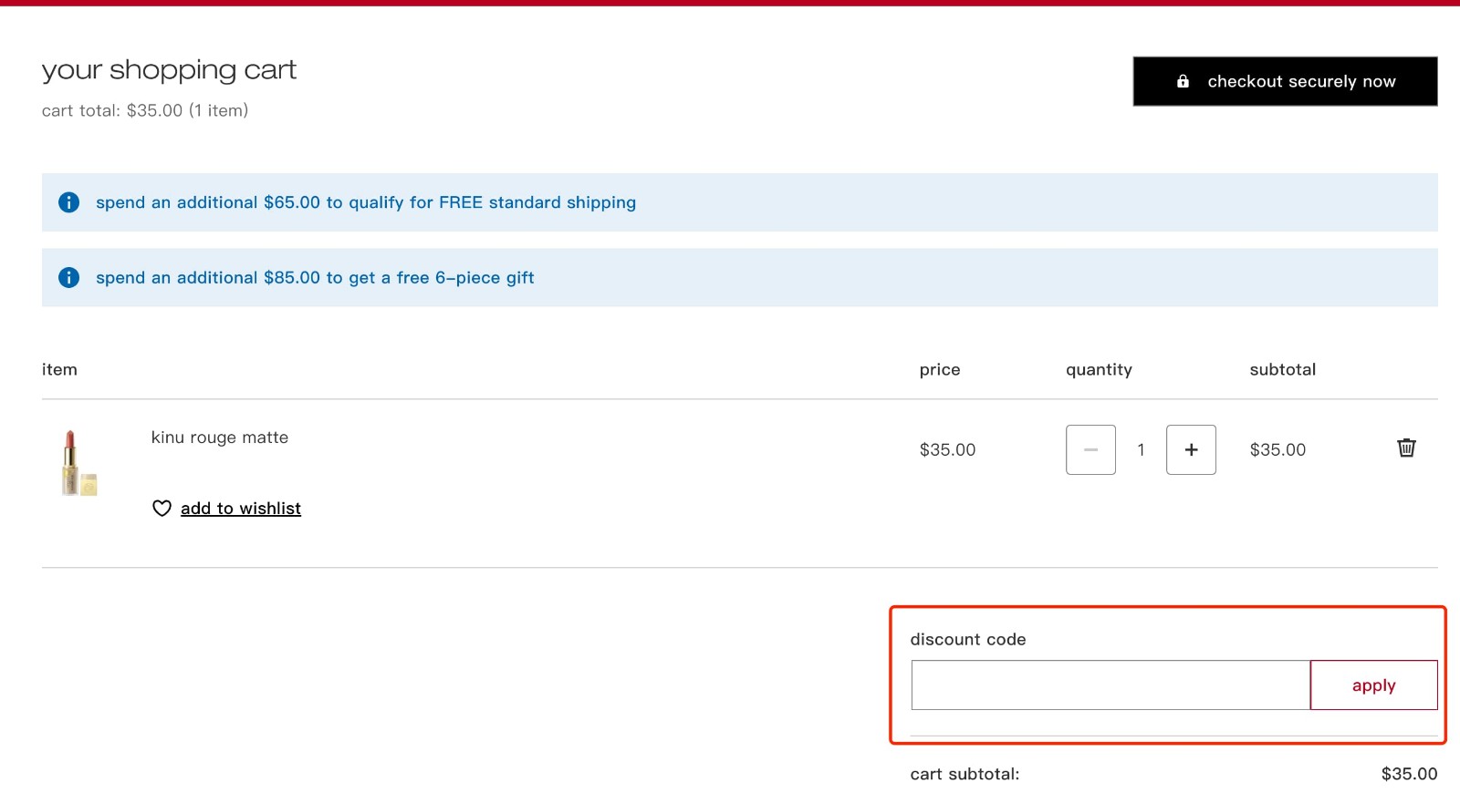how to apply Shu Uemura Promo Code - step 1