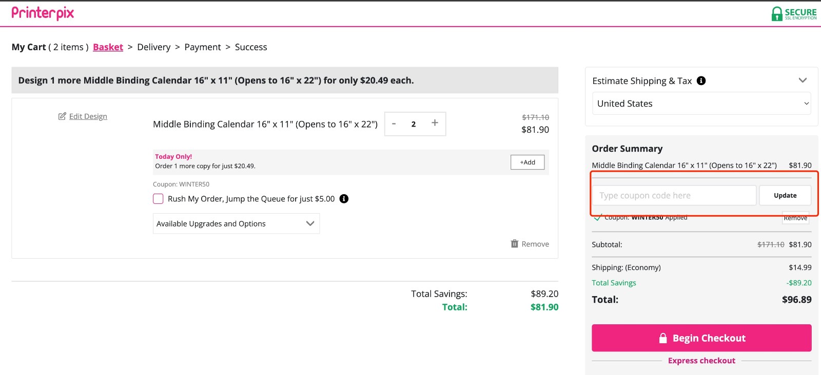 how to apply PrinterPix Coupon - step 1