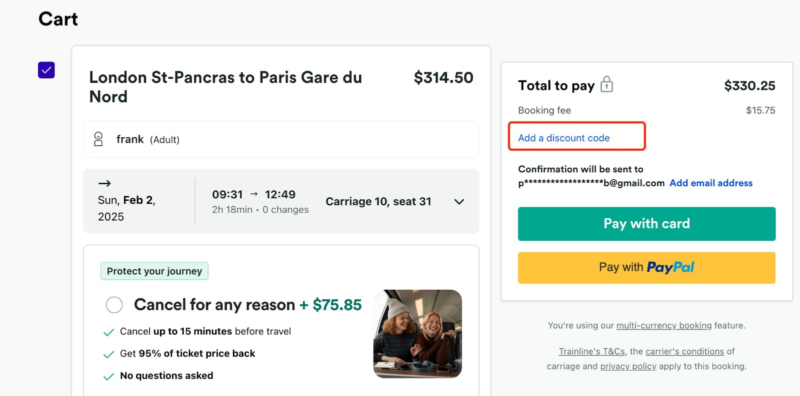 how to apply Trainline Discount Code - step 1