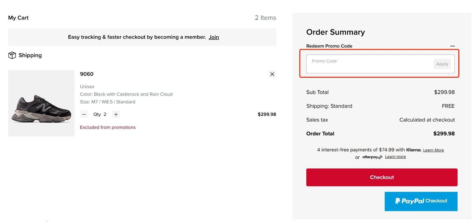 how to apply New Balance Coupon Code - step 2