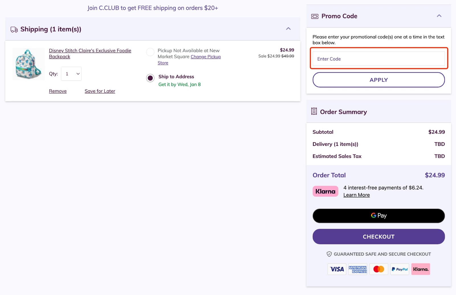how to apply Claire's Coupon - step 2
