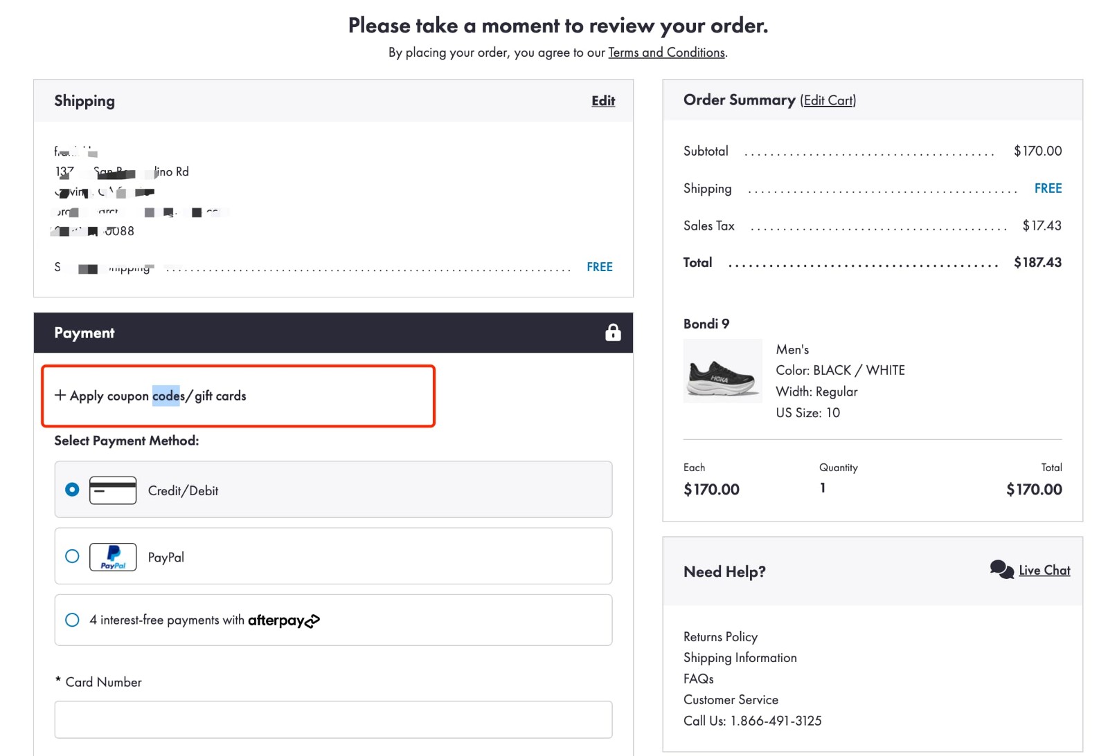 how to apply Hoka Coupon Code - step 1