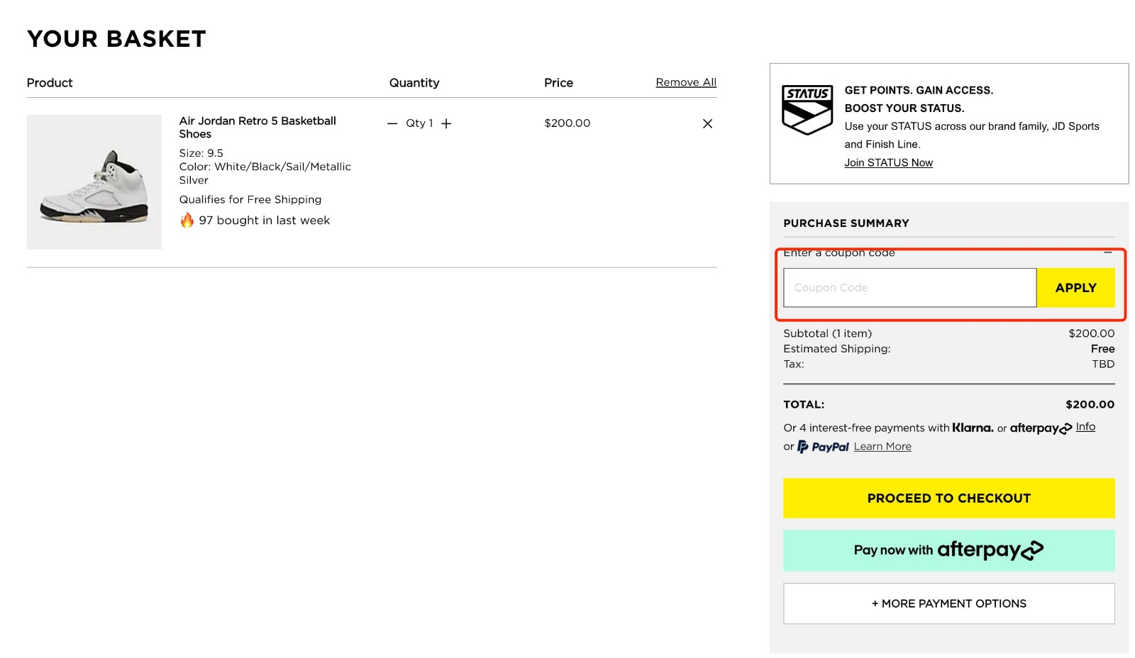 how to apply JD Sports Coupon - step 2