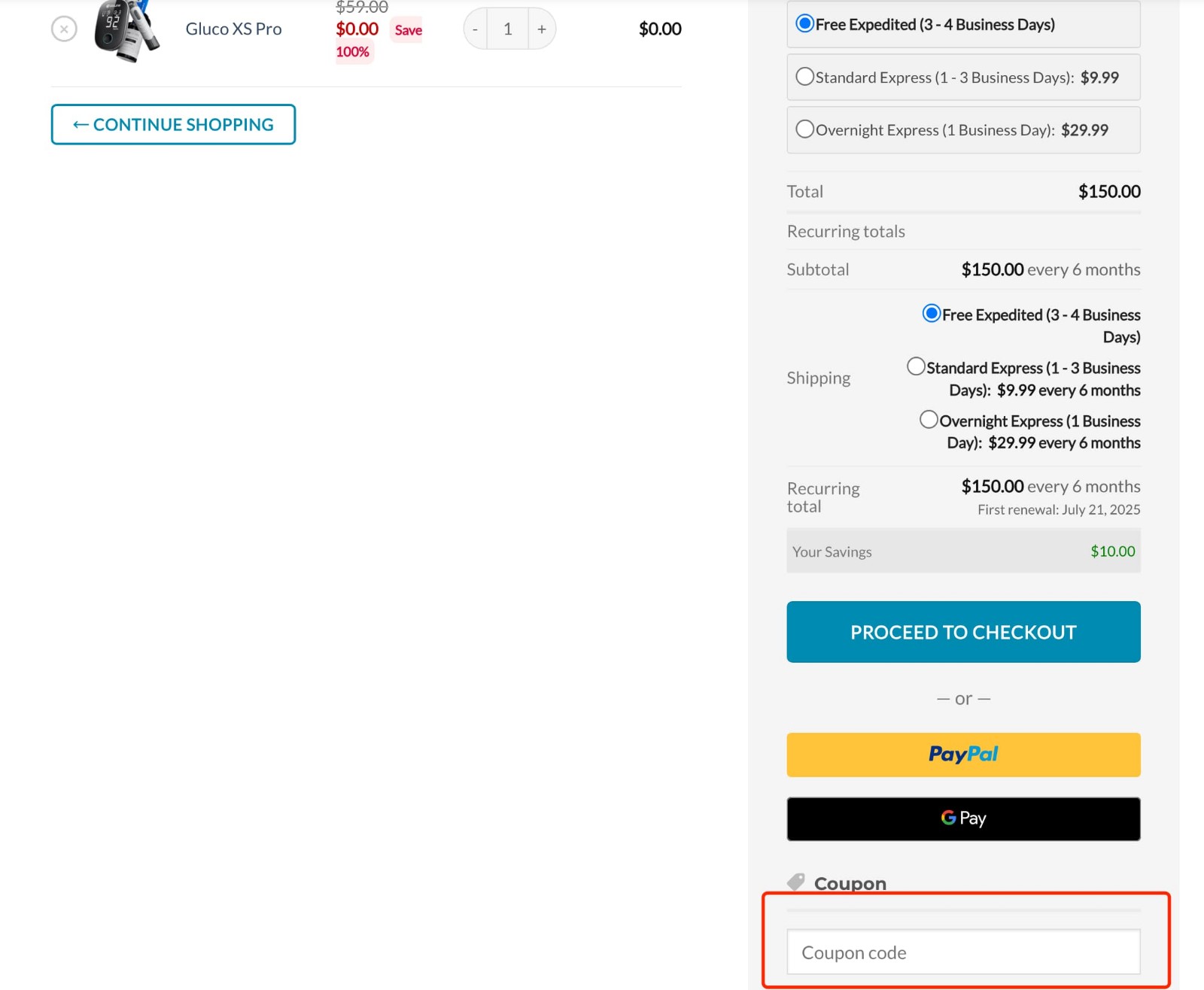 how to apply Oxiline Coupon Code - step 1