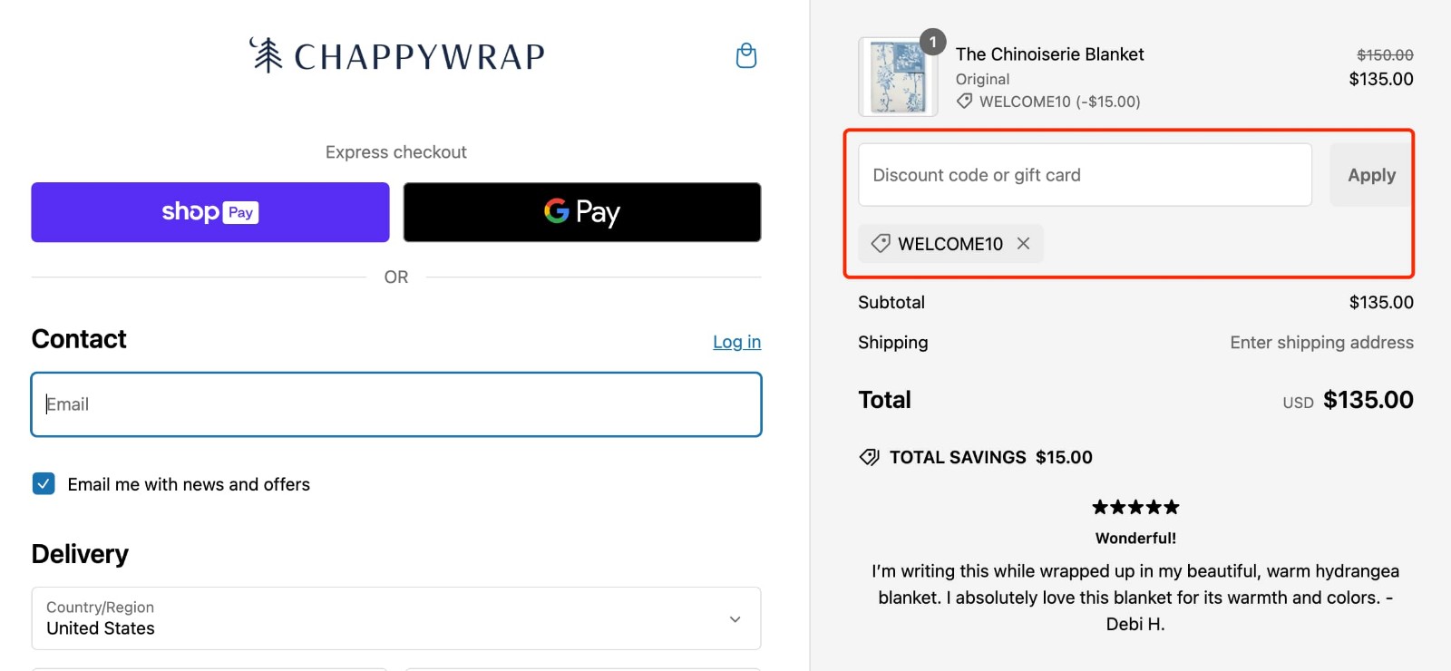 how to apply ChappyWrap Discount Code - step 1