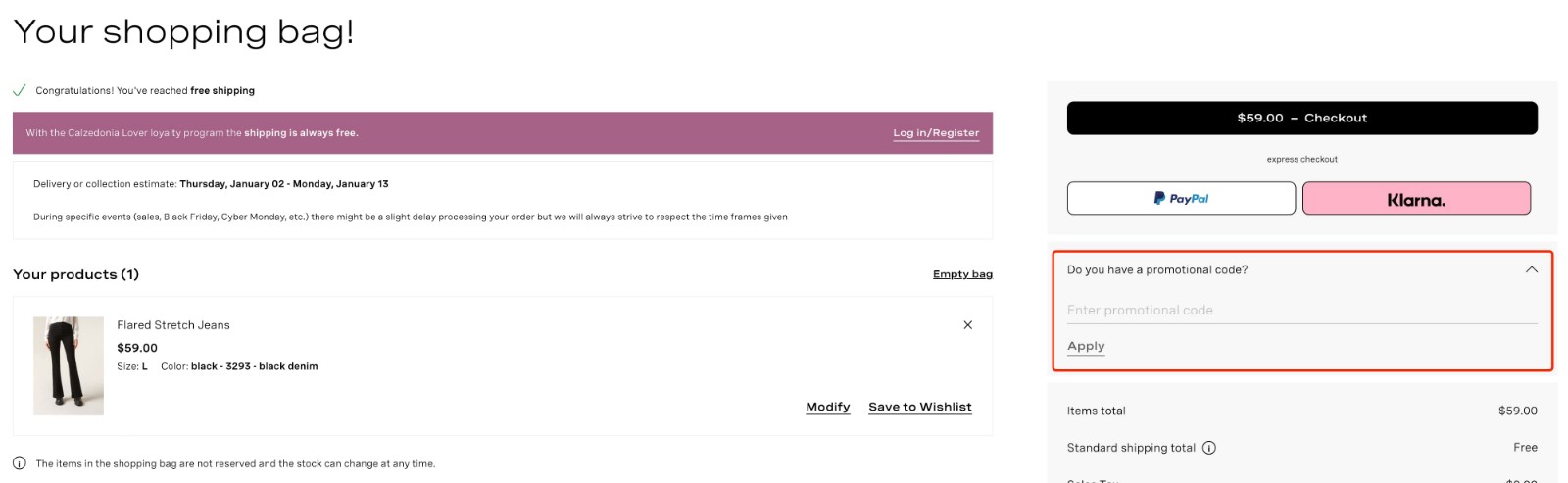 how to apply Calzedonia Promo Code - step 1