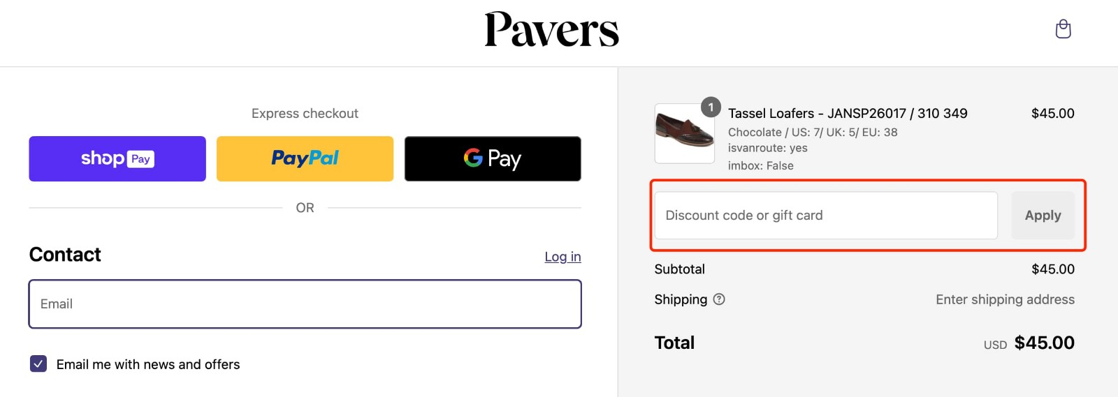how to apply Pavers US Discount Code - step 1