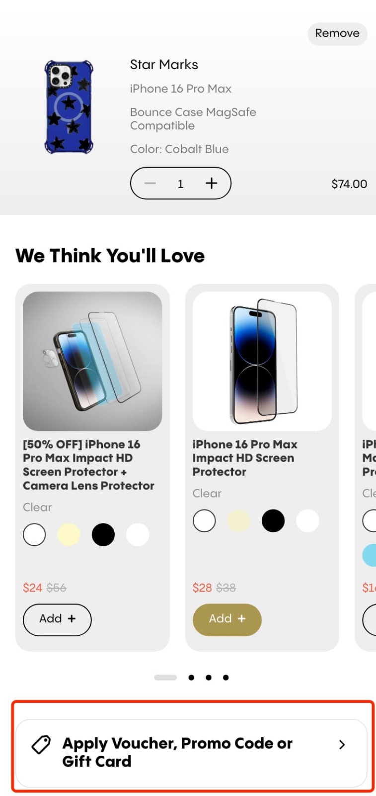 how to apply Casetify Promo Code - step 1