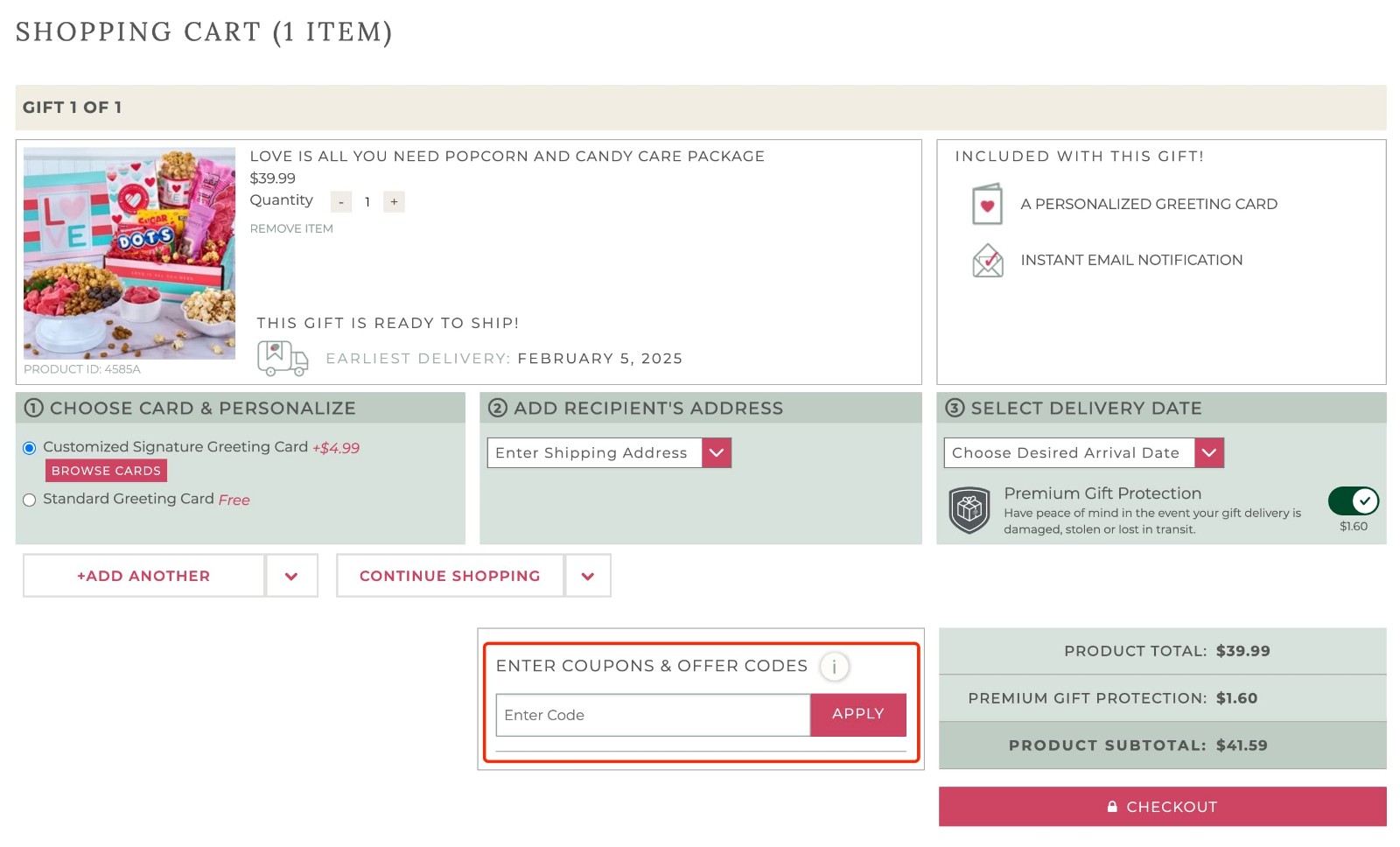 how to apply Gourmet Gift Baskets Coupon - step 1