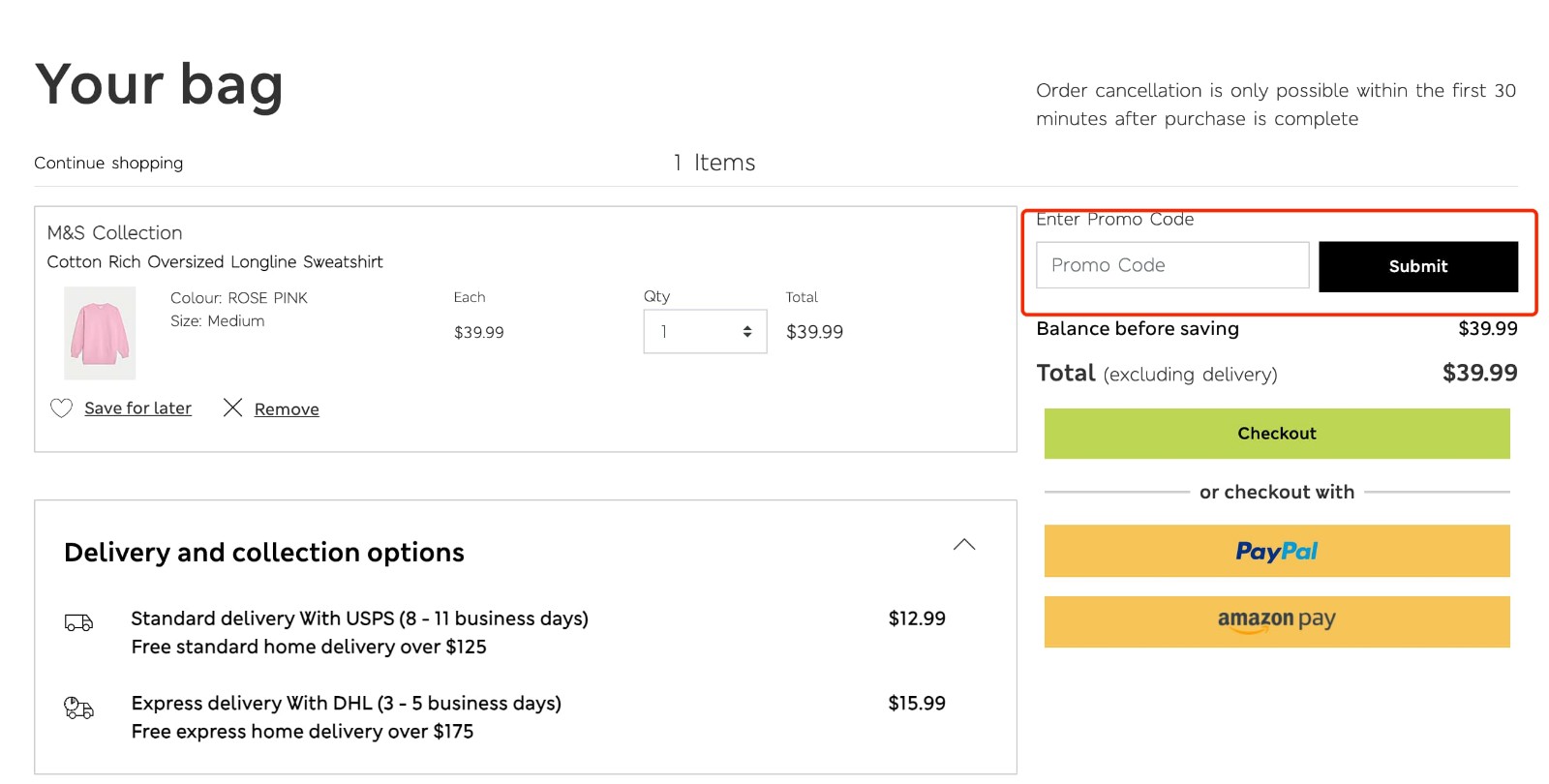 how to apply Marks & Spencer Discount Code - step 1