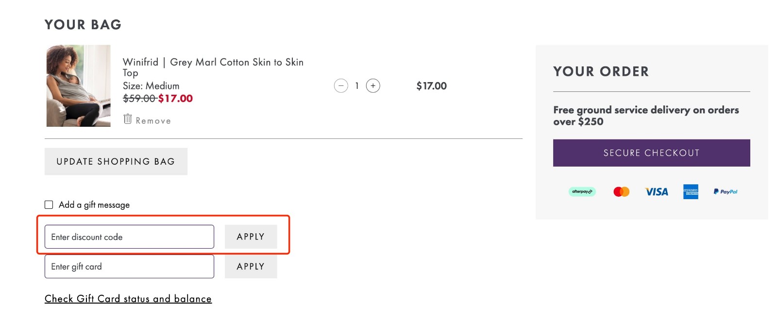 how to apply Seraphine Coupon Code - step 1