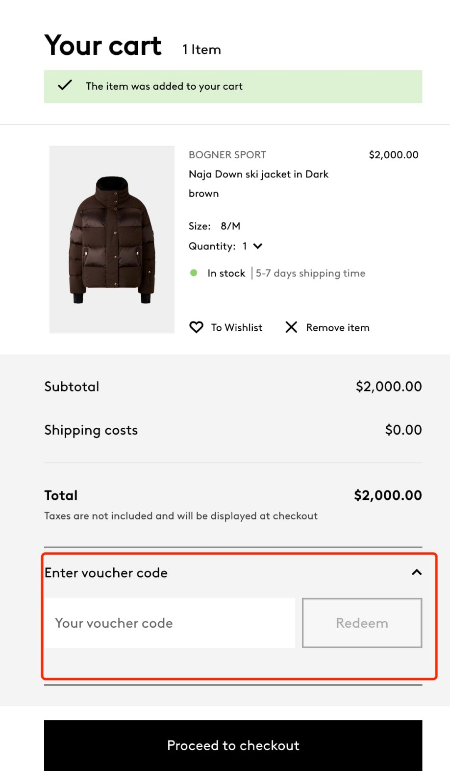 how to apply Bogner Promo Code - step 1