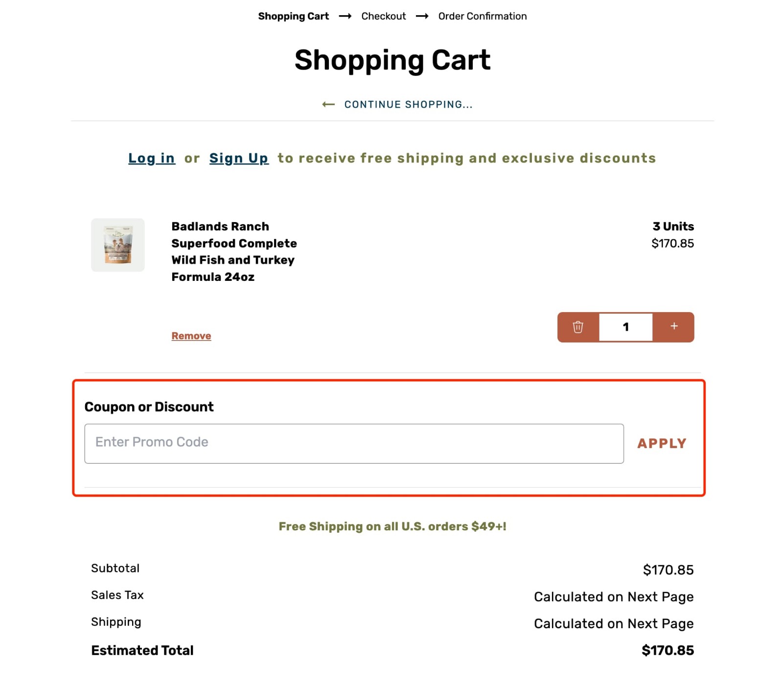 how to apply Badlands Ranch Coupon Code - step 1