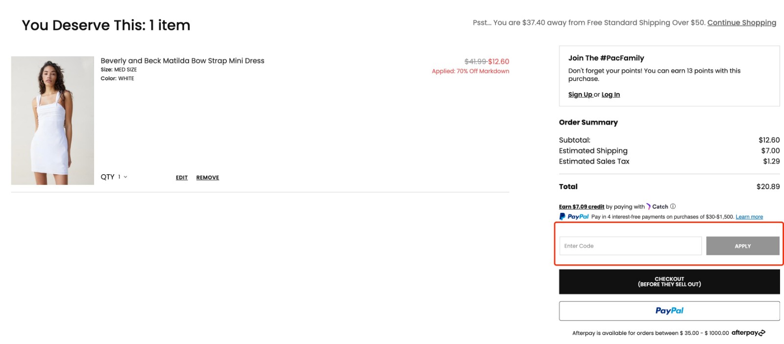 how to apply PacSun Promo Code - step 1